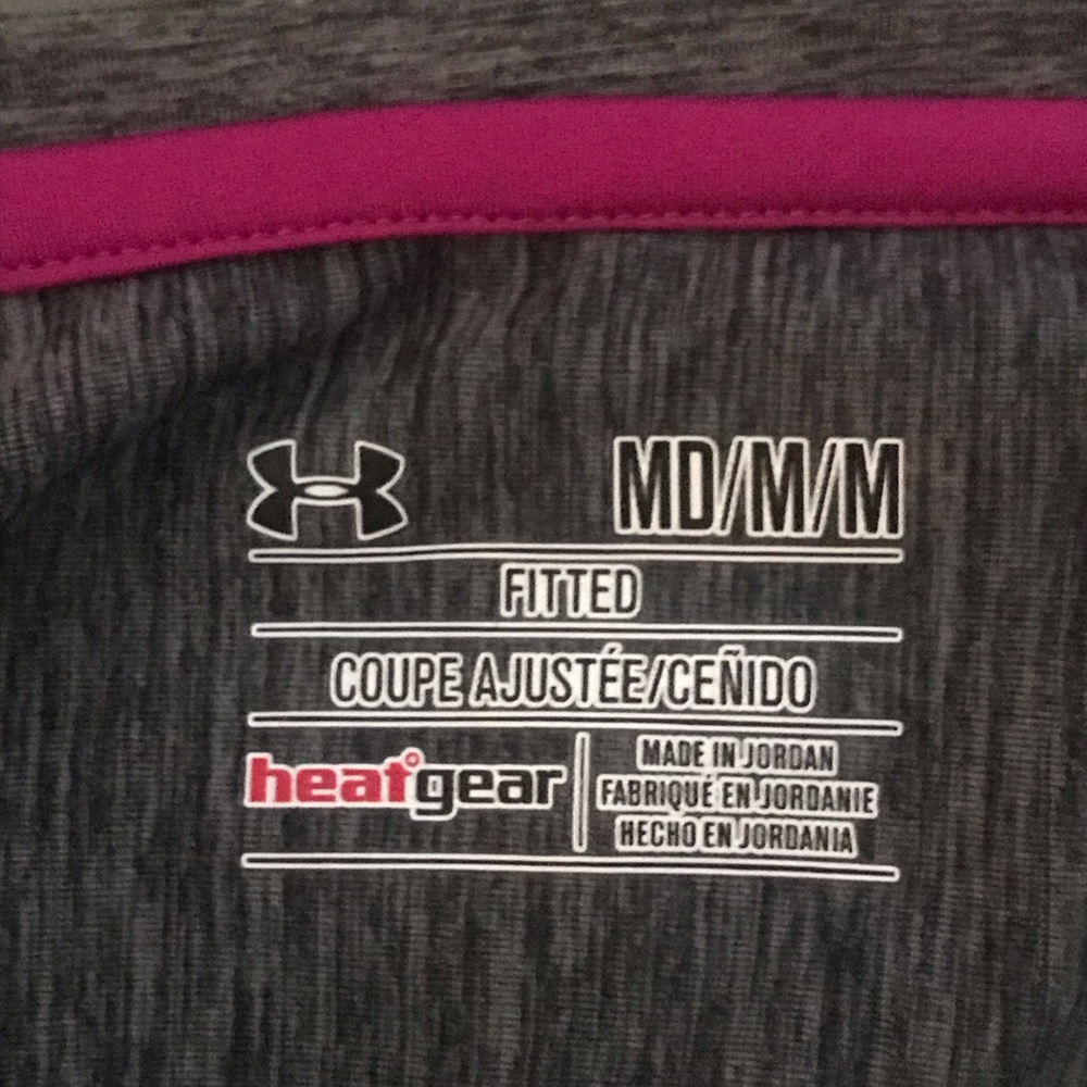 Under Armour HeatGear Gray Blue Pink Long Slv Top - Picture 7 of 8
